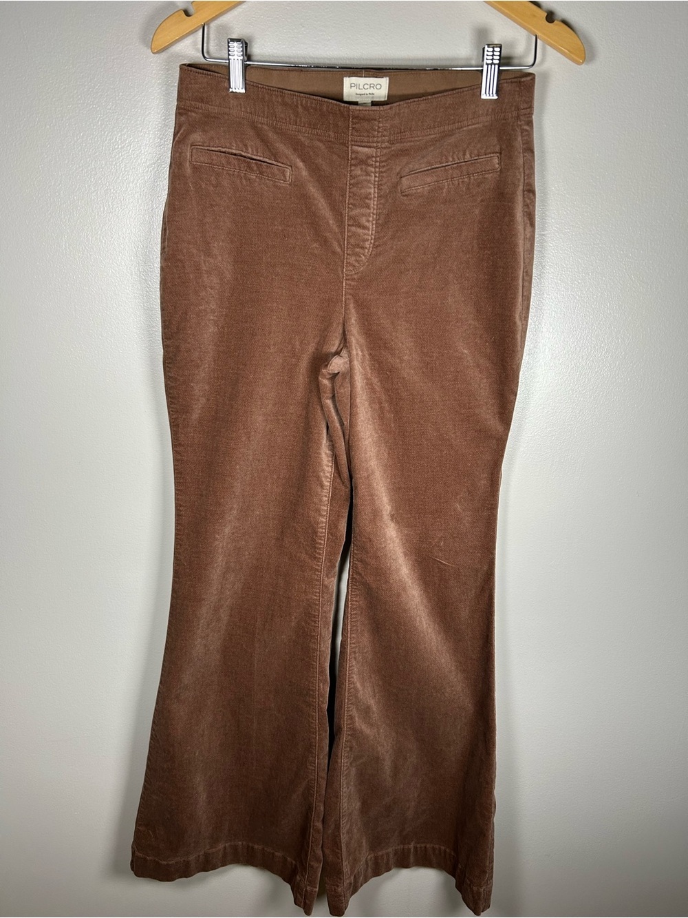 Anthropologie Pilcro Brown Pull-On Corduroy Wide Leg Retro Flare Pants - Picture 6 of 13